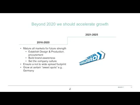 Beyond 2020 we should accelerate growth 08/06/2017 2016-2020 2021-2025 Mature