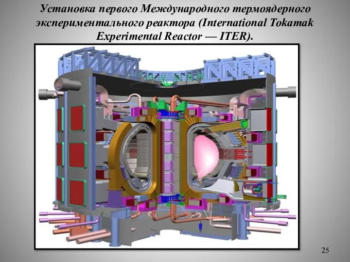 Установка первого Международного термоядерного экспериментального реактора (International Tokamak Experimental Reactor — ITER).