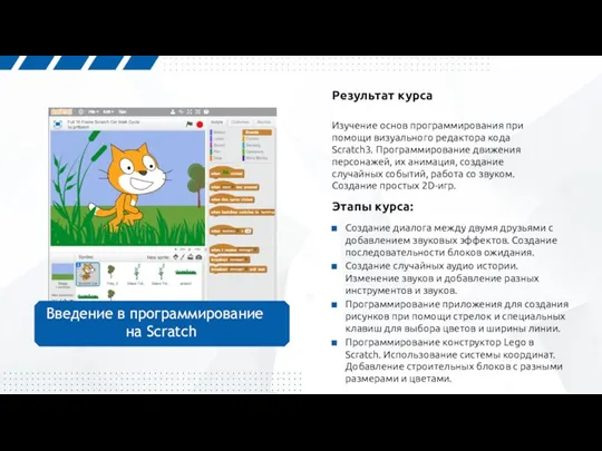 Результат курса Изучение основ программирования при помощи визуального редактора кода