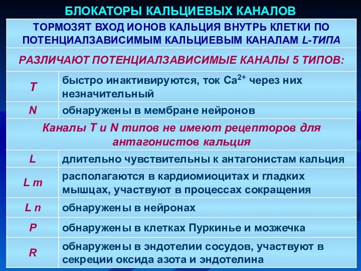 БЛОКАТОРЫ КАЛЬЦИЕВЫХ КАНАЛОВ