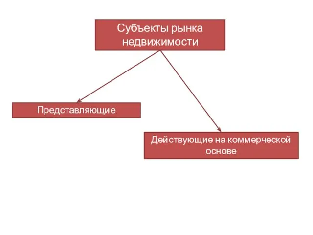 Субъекты рынка недвижимости Представляющие государство Действующие на коммерческой основе