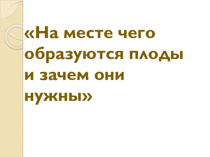 «На месте чего образуются плоды и зачем они нужны»