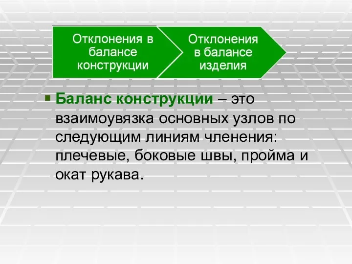 Баланс конструкции – это взаимоувязка основных узлов по следующим линиям