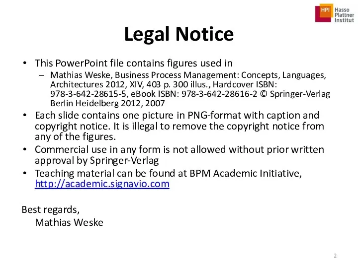 Legal Notice This PowerPoint file contains figures used in Mathias