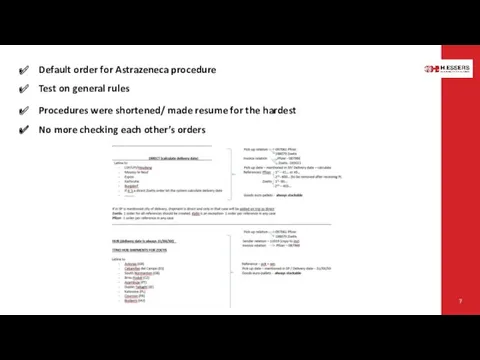 Default order for Astrazeneca procedure Test on general rules Procedures