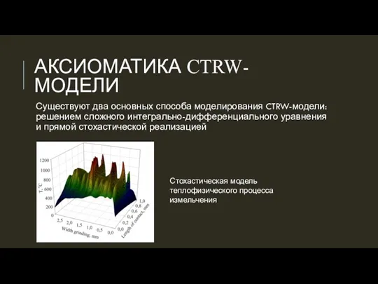 АКСИОМАТИКА CTRW-МОДЕЛИ Существуют два основных способа моделирования CTRW-модели: решением сложного