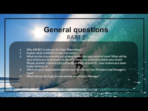 General questions RART 2 Why AIESEC is relevant for Saint-Petersburg?