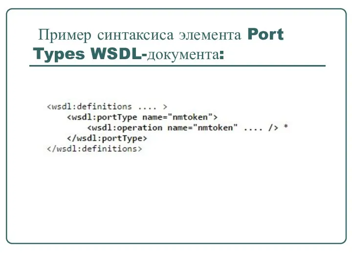 Пример синтаксиса элемента Port Types WSDL-документа: