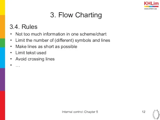 3. Flow Charting 3.4. Rules Not too much information in one scheme/chart Limit
