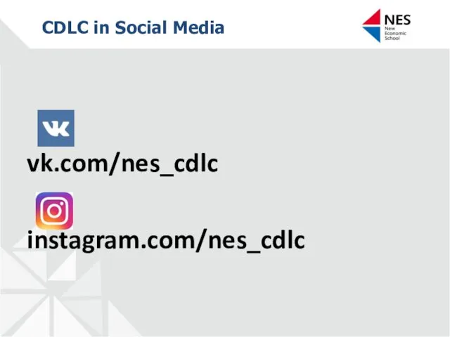 CDLC in Social Media vk.com/nes_cdlc instagram.com/nes_cdlc