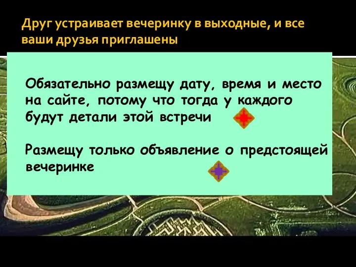 Друг устраивает вечеринку в выходные, и все ваши друзья приглашены