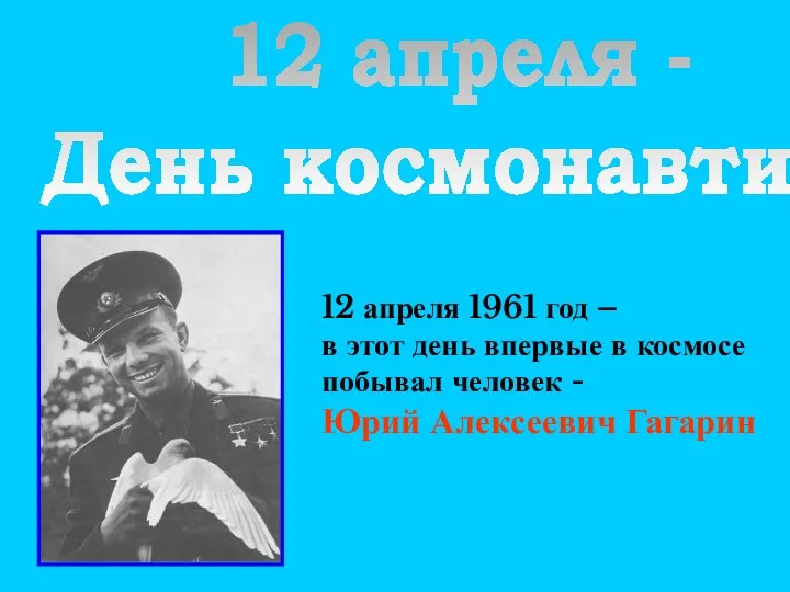 12 апреля - День космонавтики 12 апреля 1961 год –