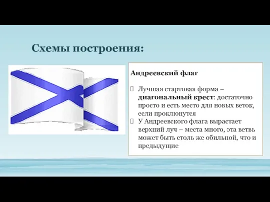 Схемы построения: Андреевский флаг Лучшая стартовая форма – диагональный крест: