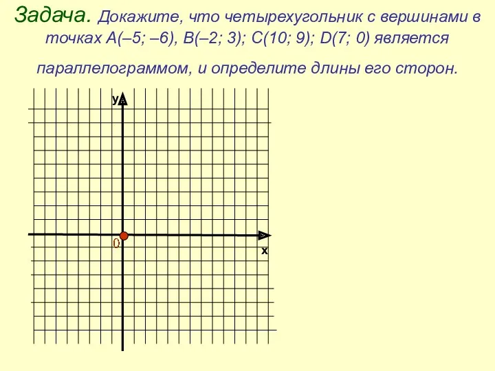 Задача. Докажите, что четырехугольник с вершинами в точках А(–5; –6),