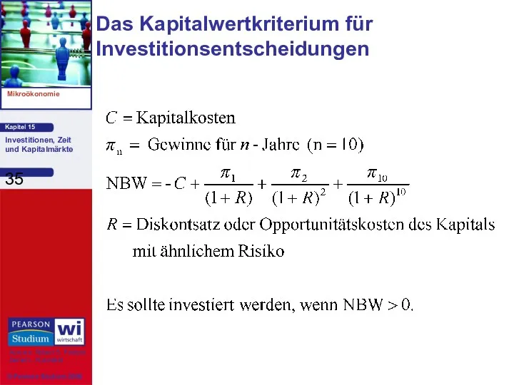 Das Kapitalwertkriterium für Investitionsentscheidungen