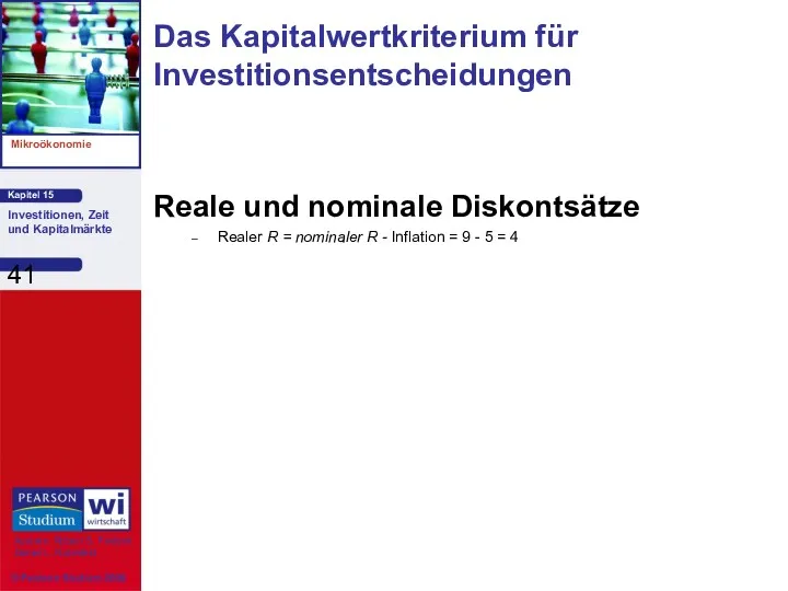 Reale und nominale Diskontsätze Realer R = nominaler R -