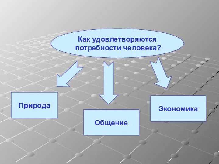 Природа Общение Экономика Как удовлетворяются потребности человека?