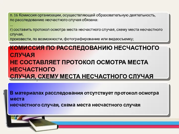 п. 16 Комиссия организации, осуществляющей образовательную деятельность, по расследованию несчастного