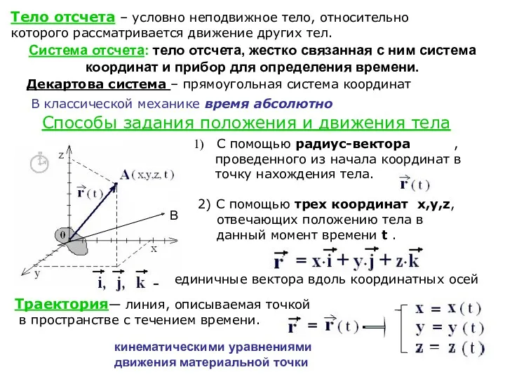 Система отсчета: тело отсчета, жестко связанная с ним система координат