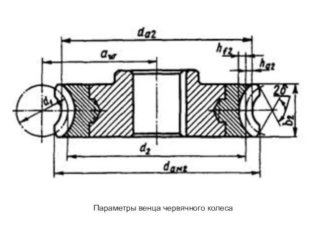 Параметры венца червячного колеса