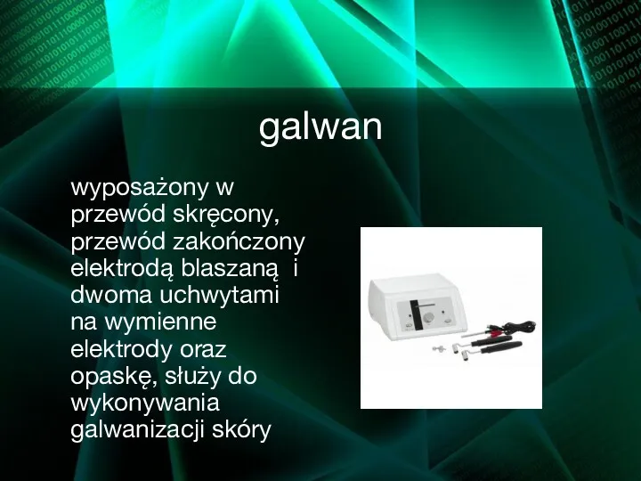 galwan wyposażony w przewód skręcony, przewód zakończony elektrodą blaszaną i