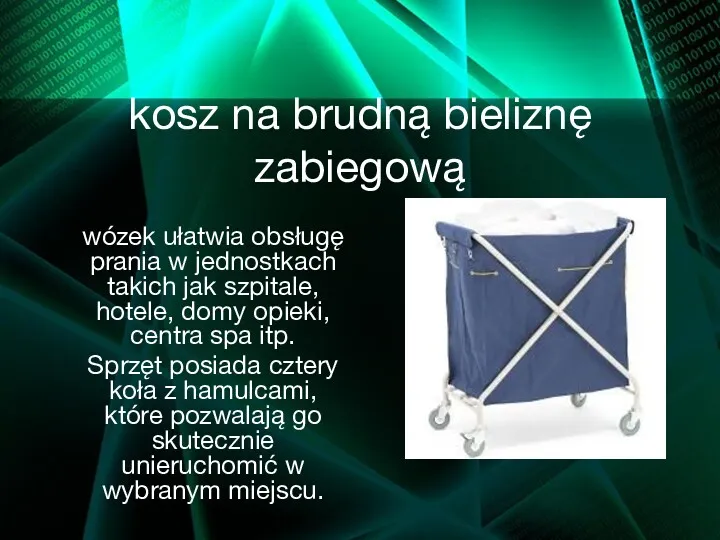 kosz na brudną bieliznę zabiegową wózek ułatwia obsługę prania w