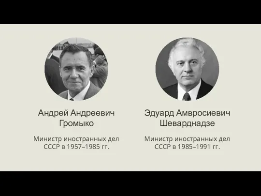 Андрей Андреевич Громыко Эдуард Амвросиевич Шеварднадзе Министр иностранных дел СССР