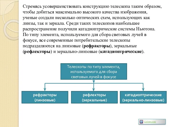 Стремясь усовершенствовать конструкцию телескопа таким образом, чтобы добиться максимально высокого