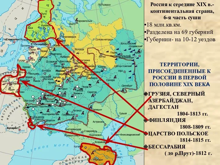 ТЕРРИТОРИИ, ПРИСОЕДИНЕННЫЕ К РОССИИ В ПЕРВОЙ ПОЛОВИНЕ XIX ВЕКА ГРУЗИЯ,