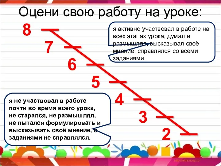 я не участвовал в работе почти во время всего урока,