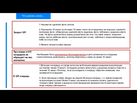 Что делать если… 1.Незаметно сделайте фото салона 2.Подождите 15 минут,