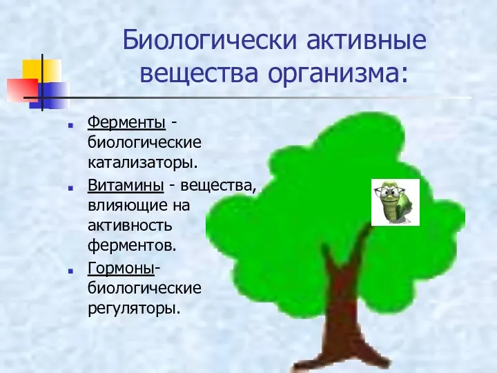 Биологически активные вещества организма: Ферменты - биологические катализаторы. Витамины -