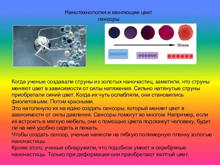 Нанотехнологии и меняющие цвет сенсоры Когда ученые создавали струны из