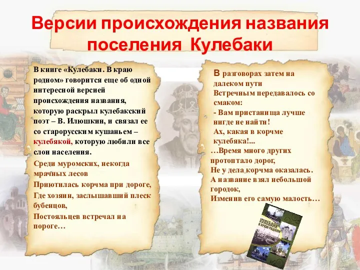 Версии происхождения названия поселения Кулебаки В книге «Кулебаки. В краю