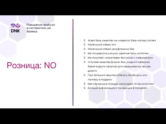 Розница: NO Жжет база, качество не нравится. База мягкая, ползет