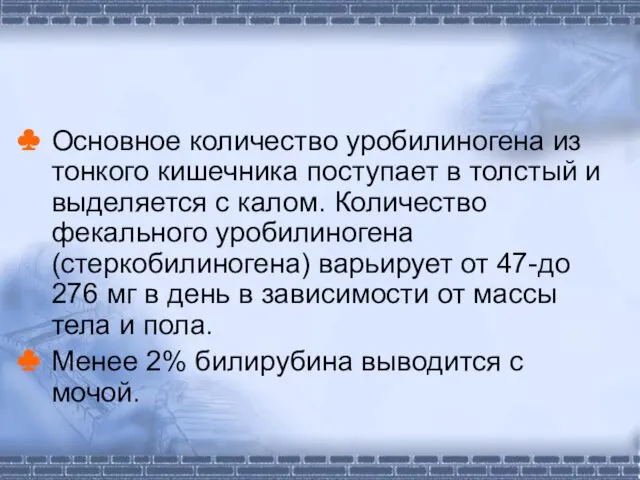 Основное количество уробилиногена из тонкого кишечника поступает в толстый и