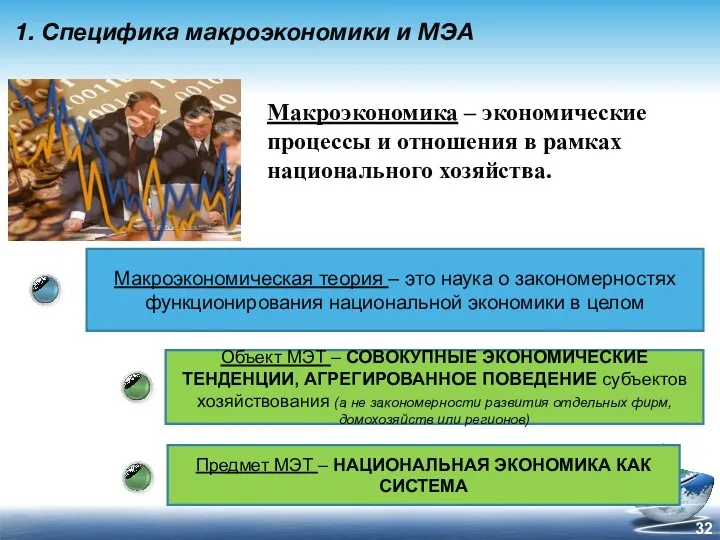 Макроэкономика – экономические процессы и отношения в рамках национального хозяйства.