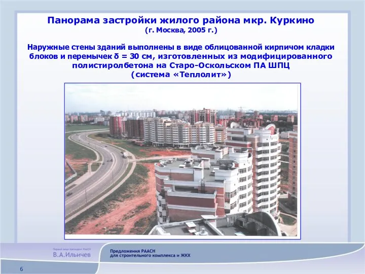 Панорама застройки жилого района мкр. Куркино (г. Москва, 2005 г.) Наружные стены зданий