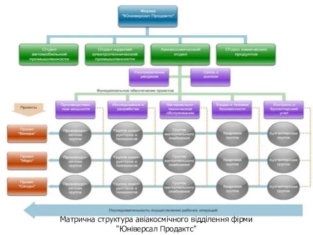 Матрична структура авіакосмічного відділення фірми "Юніверсал Продактс"