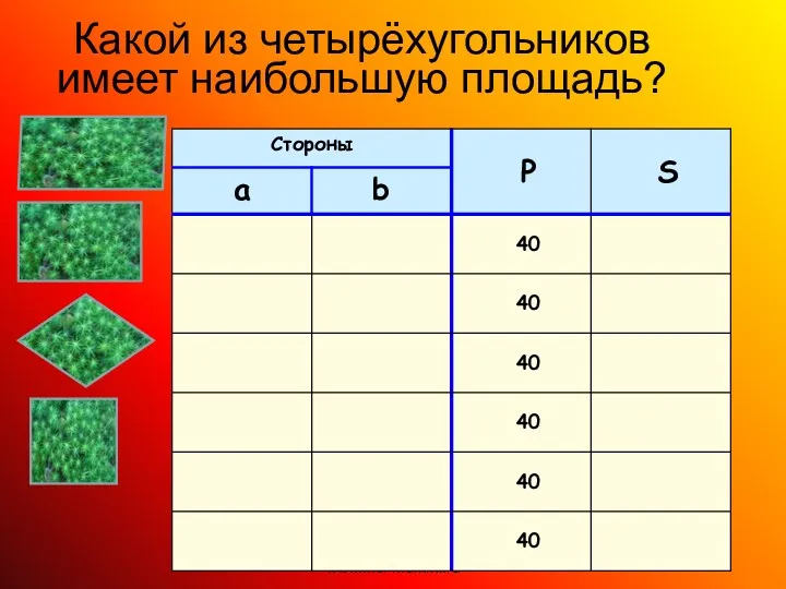 Какой из четырёхугольников имеет наибольшую площадь? Мой университет - www.moi-mummi.ru