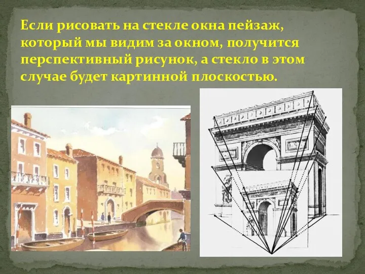 Если рисовать на стекле окна пейзаж, который мы видим за