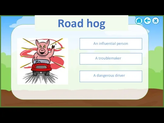 Road hog A dangerous driver A troublemaker An influential person