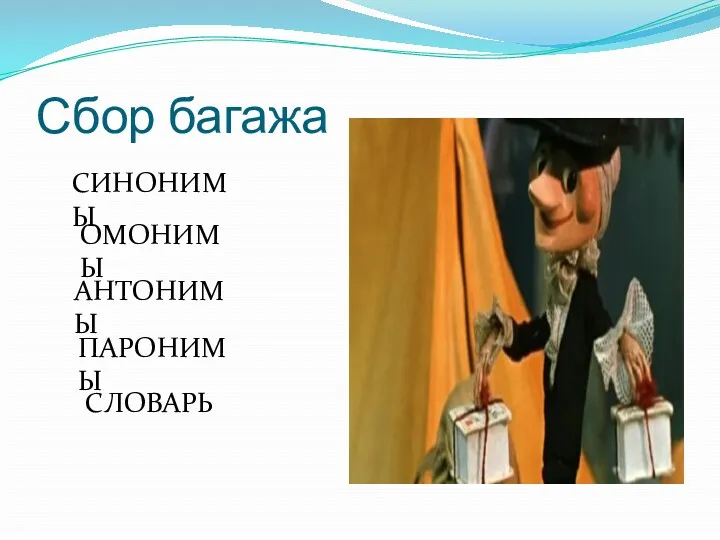 Сбор багажа СИНОНИМЫ АНТОНИМЫ ОМОНИМЫ ПАРОНИМЫ СЛОВАРЬ