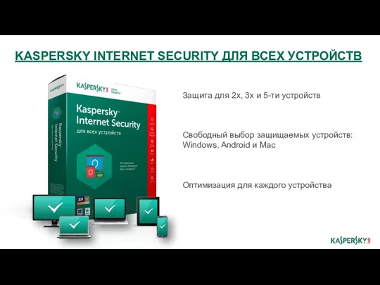 KASPERSKY INTERNET SECURITY ДЛЯ ВСЕХ УСТРОЙСТВ Защита для 2х, 3х и 5-ти устройств