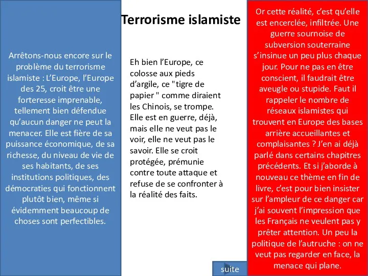 Arrêtons-nous encore sur le problème du terrorisme islamiste : L’Europe, l’Europe des 25,