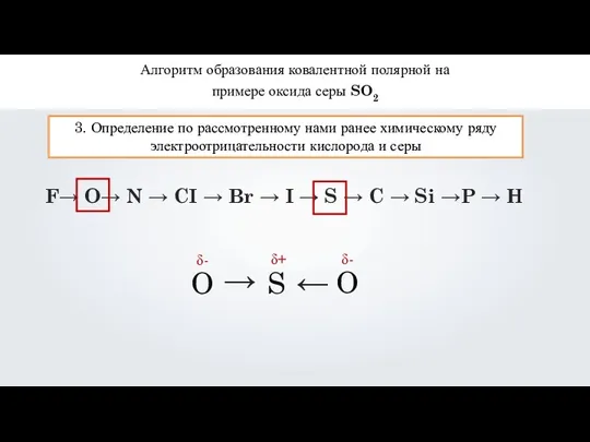Алгоритм образования ковалентной полярной на примере оксида серы SO2 3. Определение по рассмотренному