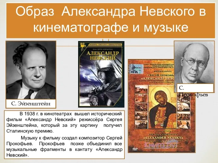 Образ Александра Невского в кинематографе и музыке В 1938 г.