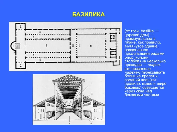 БАЗИЛИКА (от греч. basilike — царский дом) — прямоугольное в