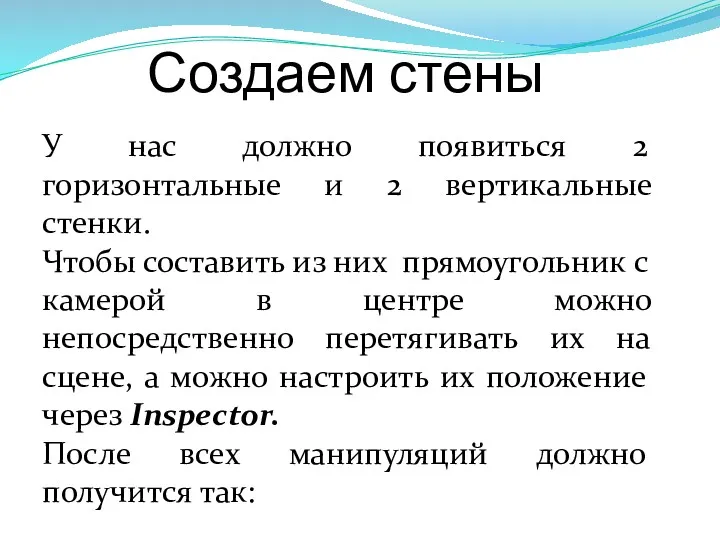 Создаем стены У нас должно появиться 2 горизонтальные и 2