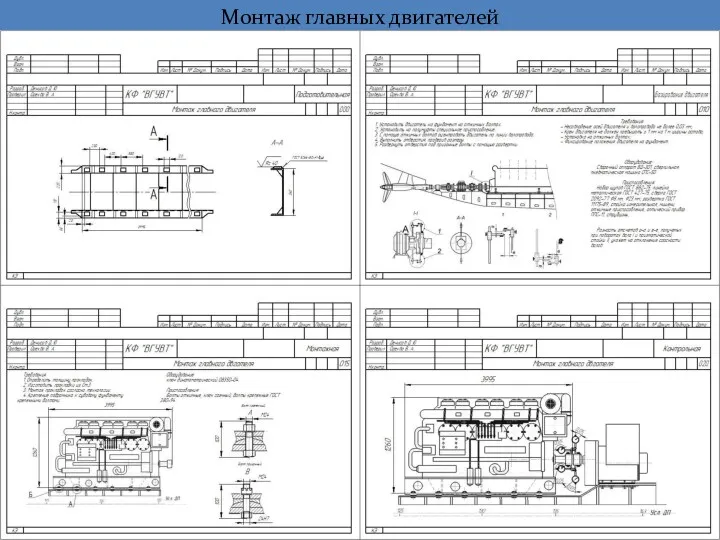 Монтаж главных двигателей